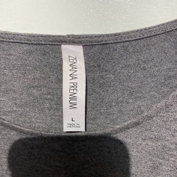 Zenana Premium Womens Gray Heather Crew Neck 3/4 Sleeve Mini T-Shirt Dress Large - Picture 8 of 8